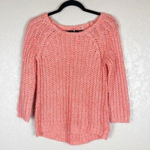 Knitted & Knotted peach sequin chunky knit sweater